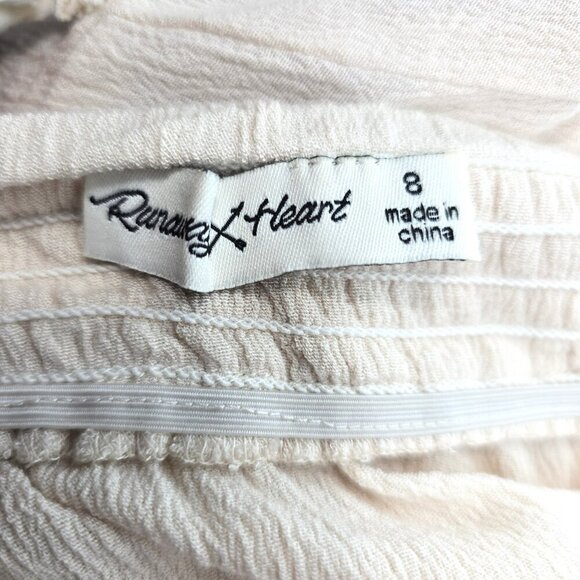 Women's Oatmeal Beige Ruffle Strappy Fringe Crop Cami Tie Shoulder Boho Top - Picture 5 of 5